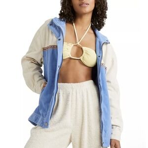 Billabong Set the Wave Corduroy Zipper Snap Front Women's Jacket Size Medium NWT